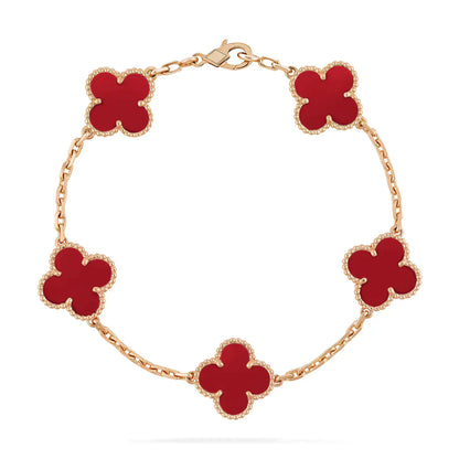 [Eternal Jewelry]CLOVER 5 MOTIFS RED AGATE  BRACELET