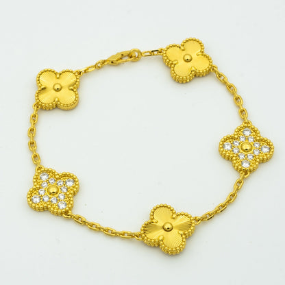 [Eternal Jewelry]CLOVER BRACELET 5 MOTIFS GOLD DIAMOND
