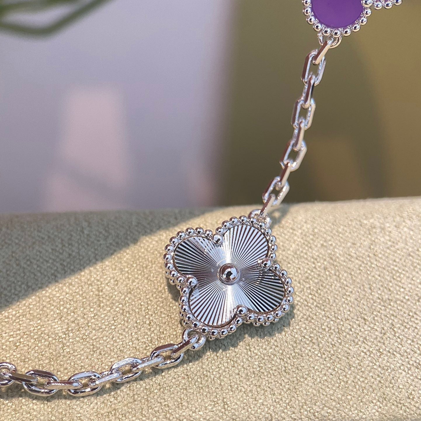 [Eternal Jewelry]CLOVER  5 MOTIFS  PURPLE VIOLET BRACELET SILVER