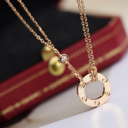 [Eternal Jewelry]LOVE NECKLACE ADJUSTABLE ROSE GOLD 2 DIAMOND