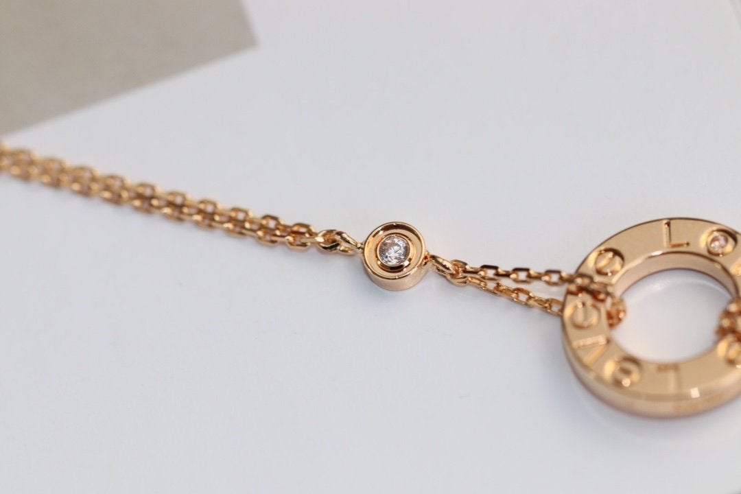 [Eternal Jewelry]LOVE NECKLACE ADJUSTABLE ROSE GOLD 2 DIAMOND