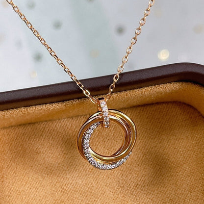 [Eternal Jewelry]TRINITY NECKLACE SILVER GOLD PINK GOLD DIAMONDS