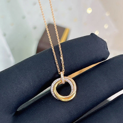 [Eternal Jewelry]TRINITY NECKLACE SILVER GOLD PINK GOLD DIAMONDS