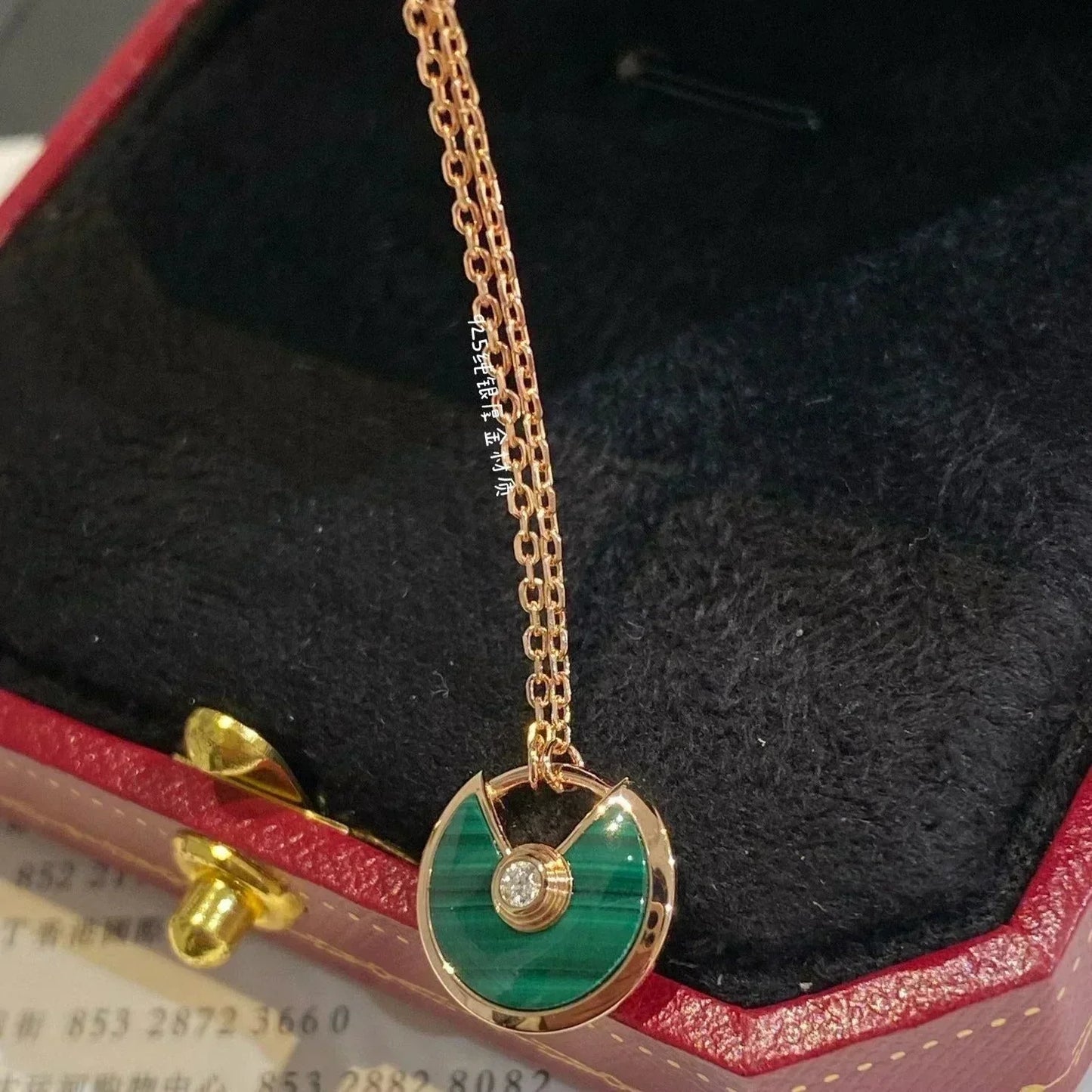 [Eternal Jewelry]AMULETTE ROSE GOLD MALACHITE NECKLACE