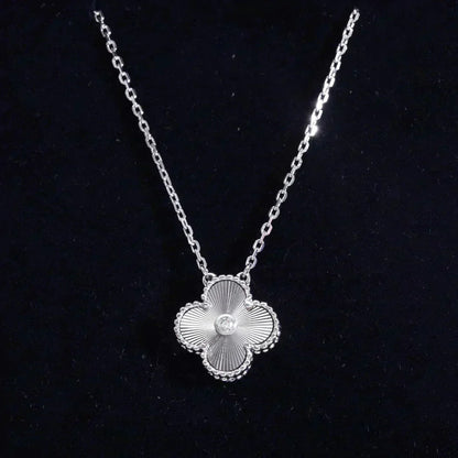 [Eternal Jewelry]CLOVER  15MM DIAMOND LASER NECKLACE SILVER