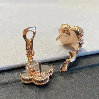 [Eternal Jewelry]CLOVER MEDIUM 1 MOTIFS GRAY MOP  DIAMOND EARRINGS