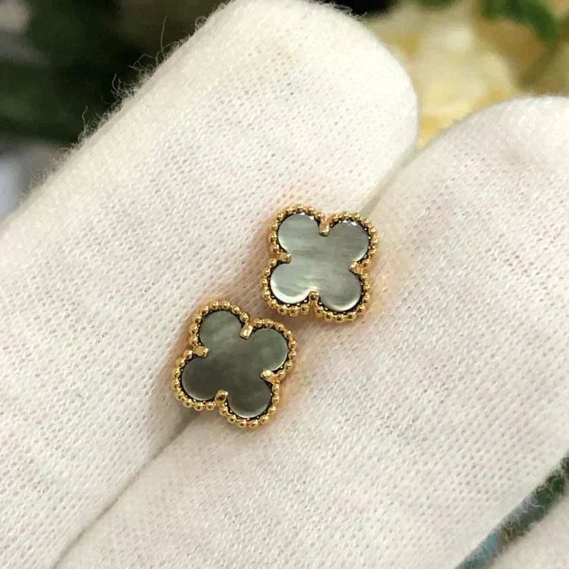 [Eternal Jewelry]CLOVER MINI 9.5MM GRAY MOP EARRINGS