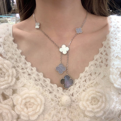 [Eternal Jewelry]CLOVER MOP CHALCEDONY NECKLACE SILVER 6 MOTIF