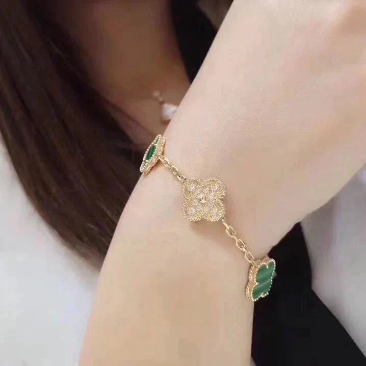 [Eternal Jewelry] CLOVER 5 MOTIF MALACHITE BRACELET COLLECTION