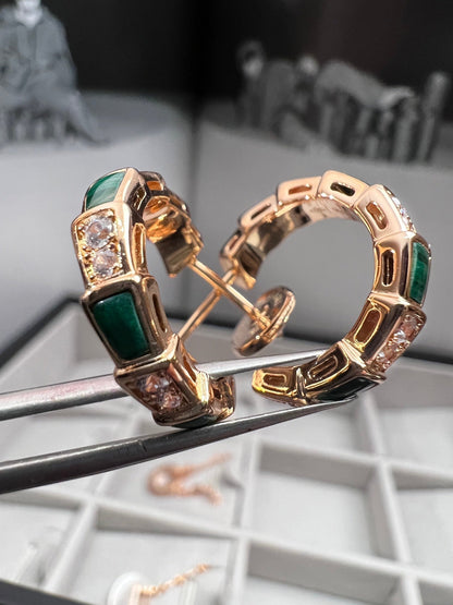[Eternal Jewelry]SERPENTI MALACHITE PINK GOLD EARRINGS