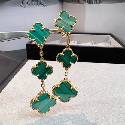 [Eternal Jewelry]CLOVER MALACHITE 3 MOTIFS GOLD