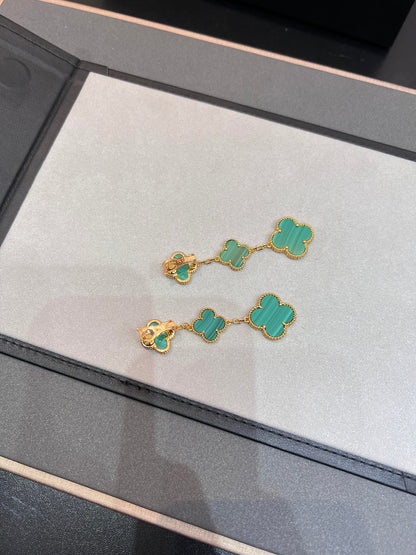 [Eternal Jewelry]CLOVER MALACHITE 3 MOTIFS GOLD