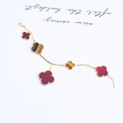 [Eternal Jewelry]CLOVER BRACELET 5 MOTIFS CARNELIAN TIGER EYE