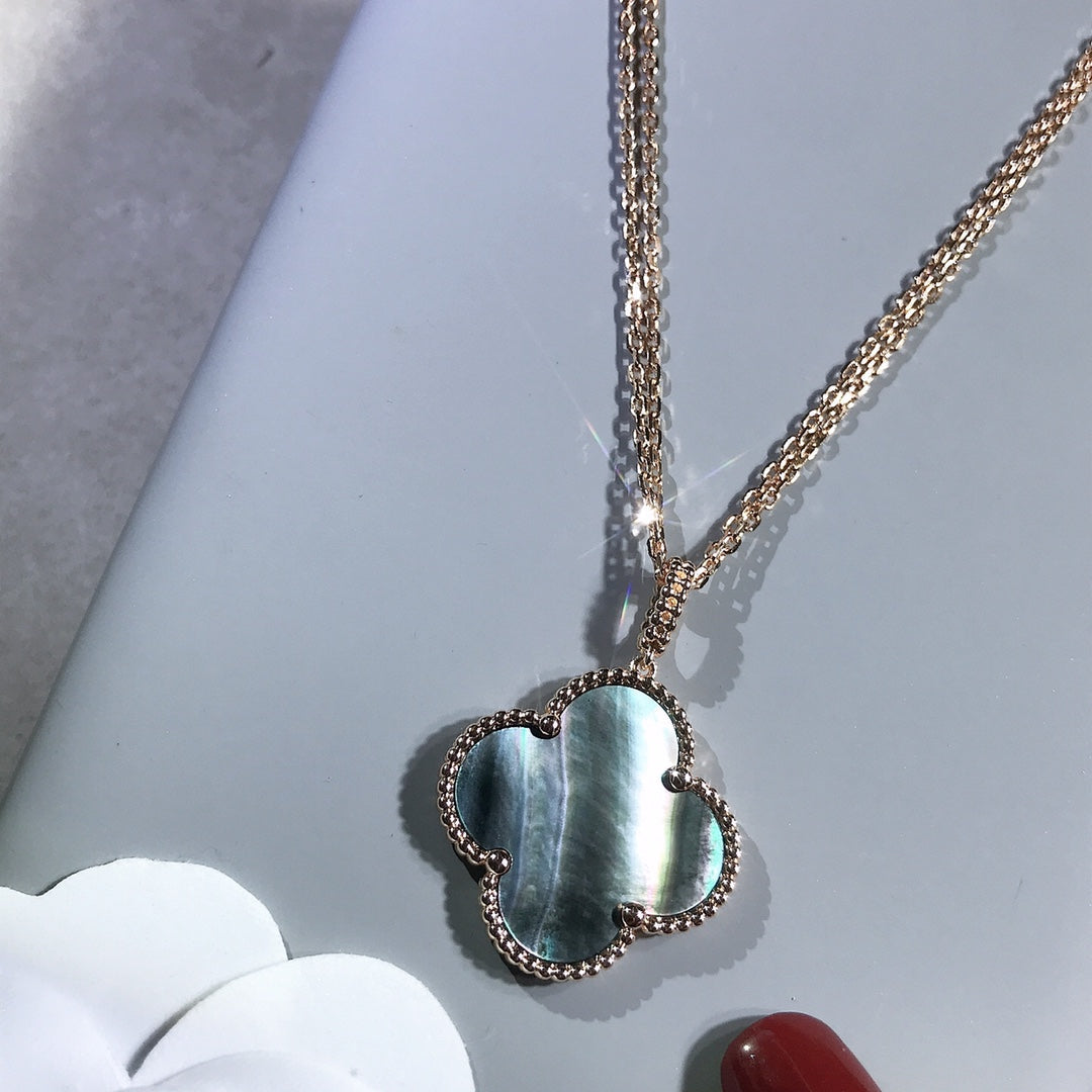 [Eternal Jewelry]CLOVER 25MM GOLD DARK MOP BIG CLOVER NECKLACE