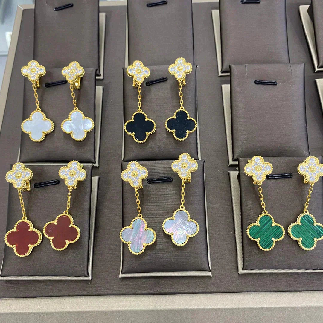 [Eternal Jewelry]CLOVER  2 MOTIFS  DIAMOND  EARRINGS (MULTIPLE CHOICESç´