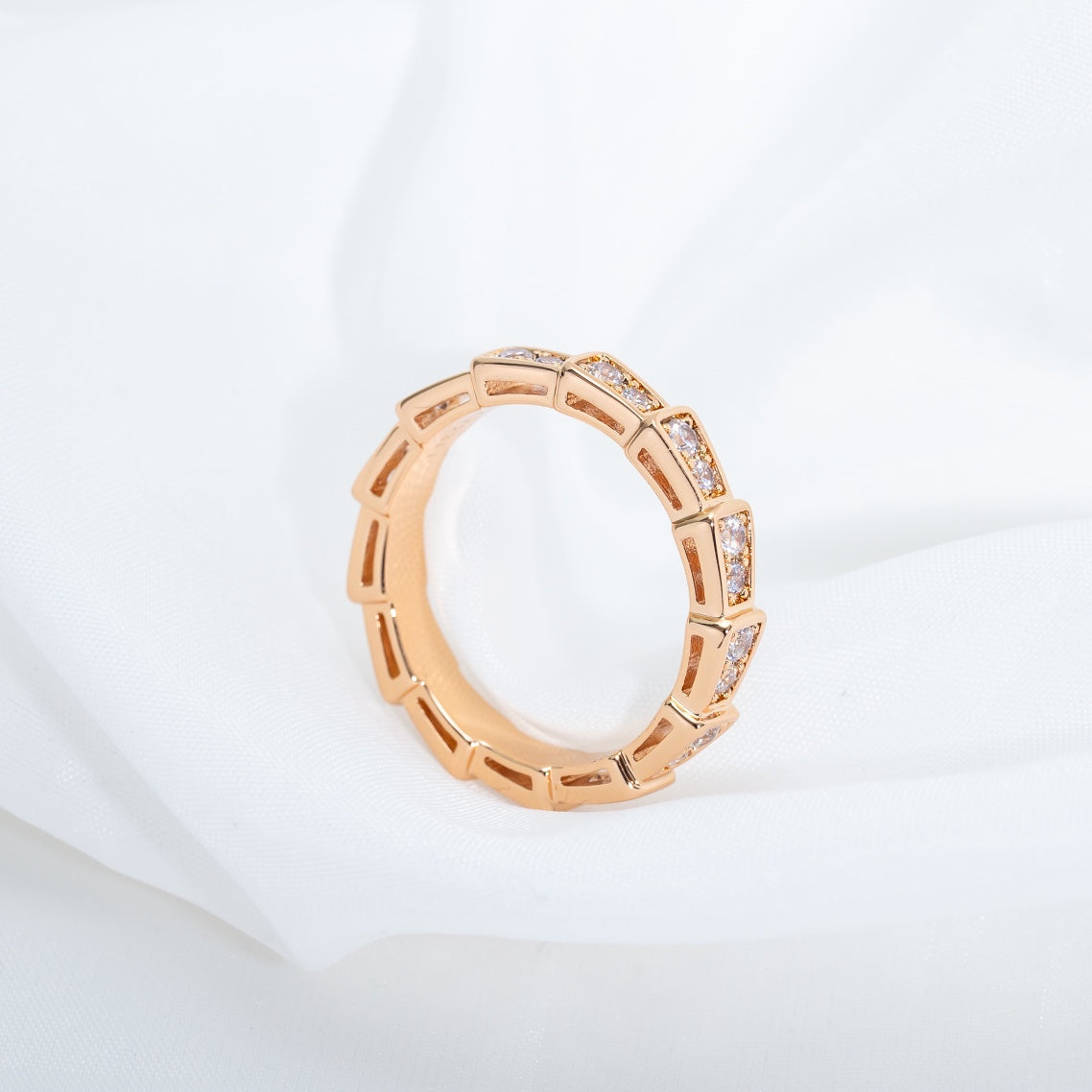 [Eternal Jewelry]SERPENTI RING PINK GOLD DIAMOND PAVED 3MM