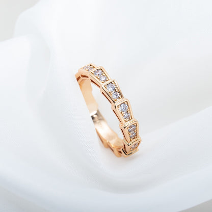 [Eternal Jewelry]SERPENTI RING PINK GOLD DIAMOND PAVED 3MM