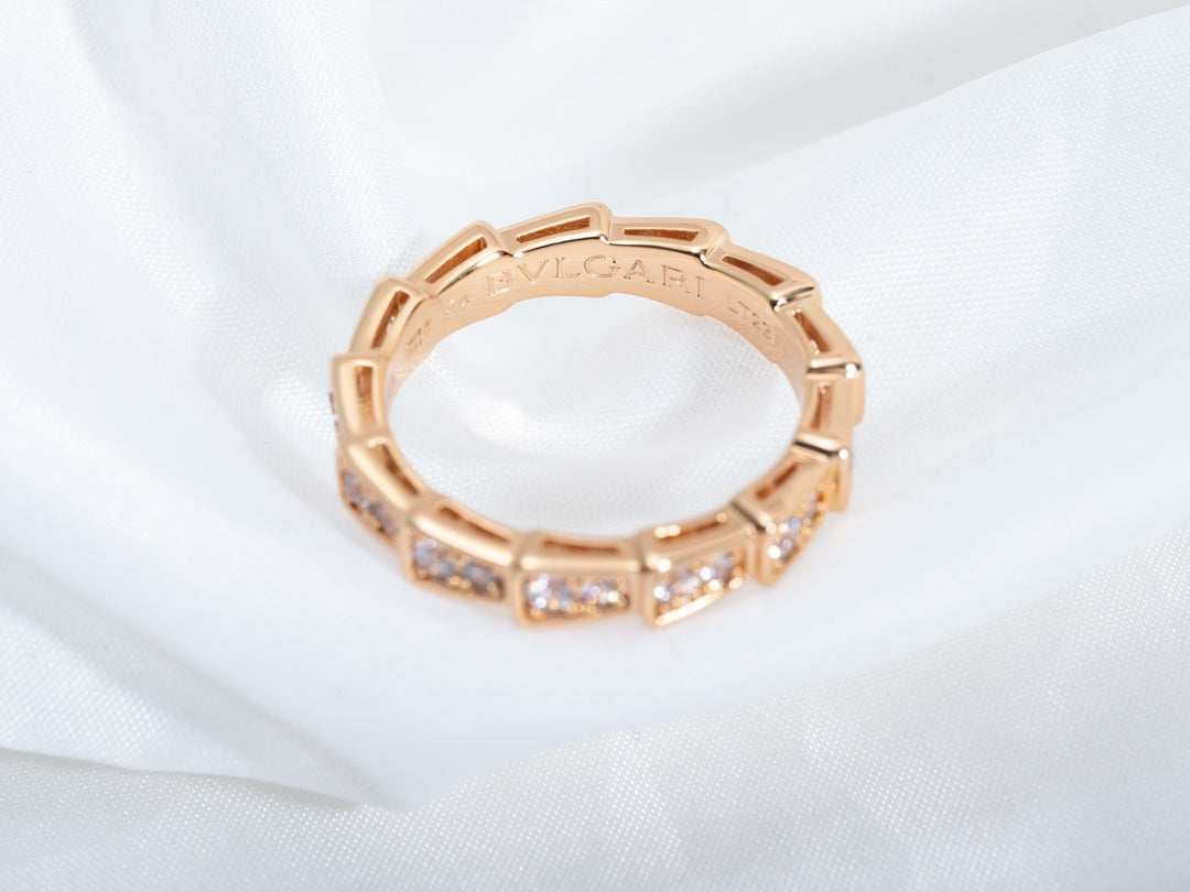 [Eternal Jewelry]SERPENTI RING PINK GOLD DIAMOND PAVED 3MM