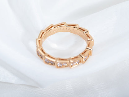 [Eternal Jewelry]SERPENTI RING PINK GOLD DIAMOND PAVED 3MM