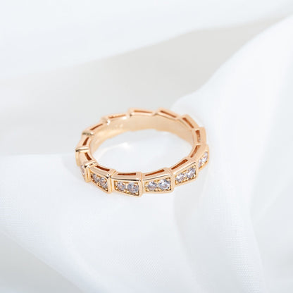 [Eternal Jewelry]SERPENTI RING PINK GOLD DIAMOND PAVED 3MM