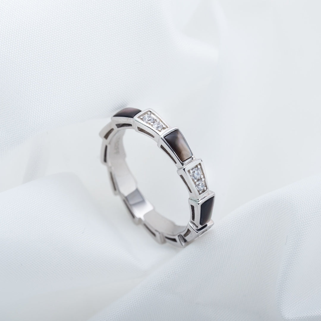 [Eternal Jewelry]SERPENTI RING SILVER  DIAMOND BLACK MOP 3MM