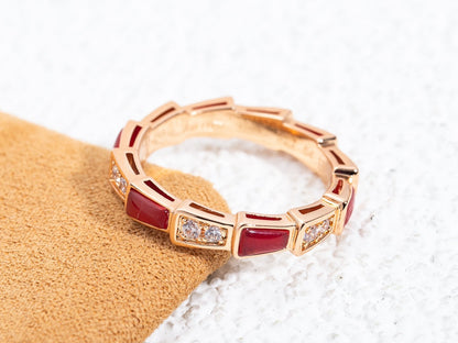 [Eternal Jewelry]SERPENTI RING PINK GOLD CARNELIAN DIAMOND 3MM