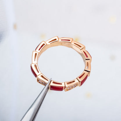 [Eternal Jewelry]SERPENTI RING PINK GOLD CARNELIAN DIAMOND 3MM
