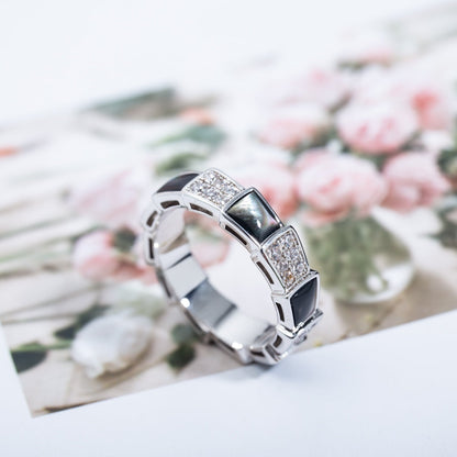 [Eternal Jewelry]SERPENTI RING SILVER DIAMOND BLACK MOP 4MM