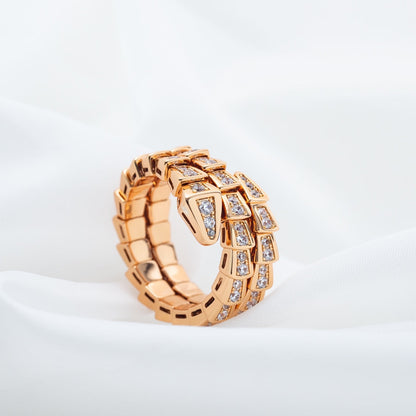 [Eternal Jewelry]SERPENTI RING PINK GOLD DIAMOND DOUBLE ROW