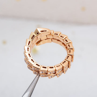 [Eternal Jewelry]SERPENTI RING PINK GOLD DIAMOND DOUBLE ROW