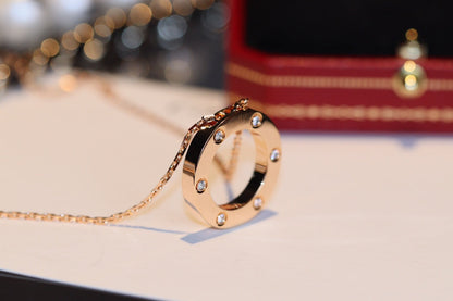 [Eternal Jewelry]LOVE NECKLACE 16MM 6 DIAMONDS PINK GOLD