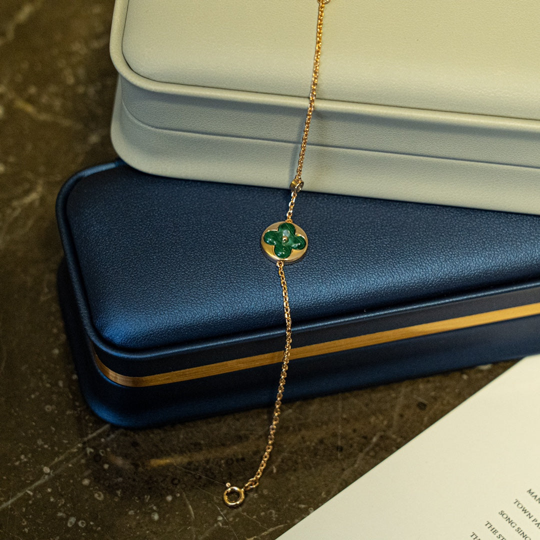 [Eternal Jewelry]SUN MALACHITE 1 DIAMOND PINK GOLD BRACELET