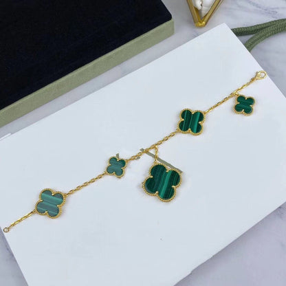 [Eternal Jewelry]MAGIC CLOVER MALACHITE GOLD BRACELET 5 MOTIFS