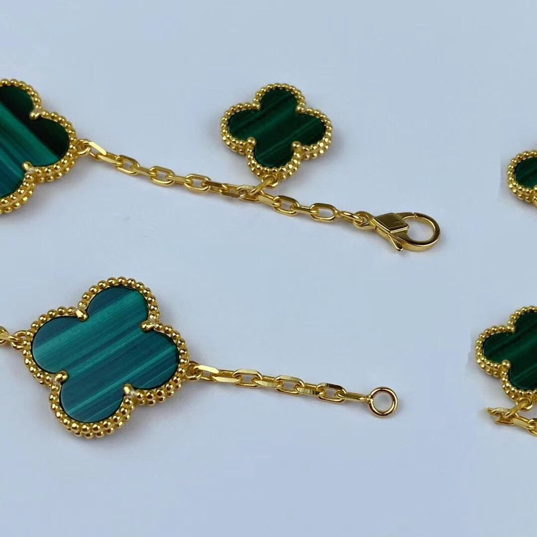 [Eternal Jewelry]MAGIC CLOVER MALACHITE GOLD BRACELET 5 MOTIFS