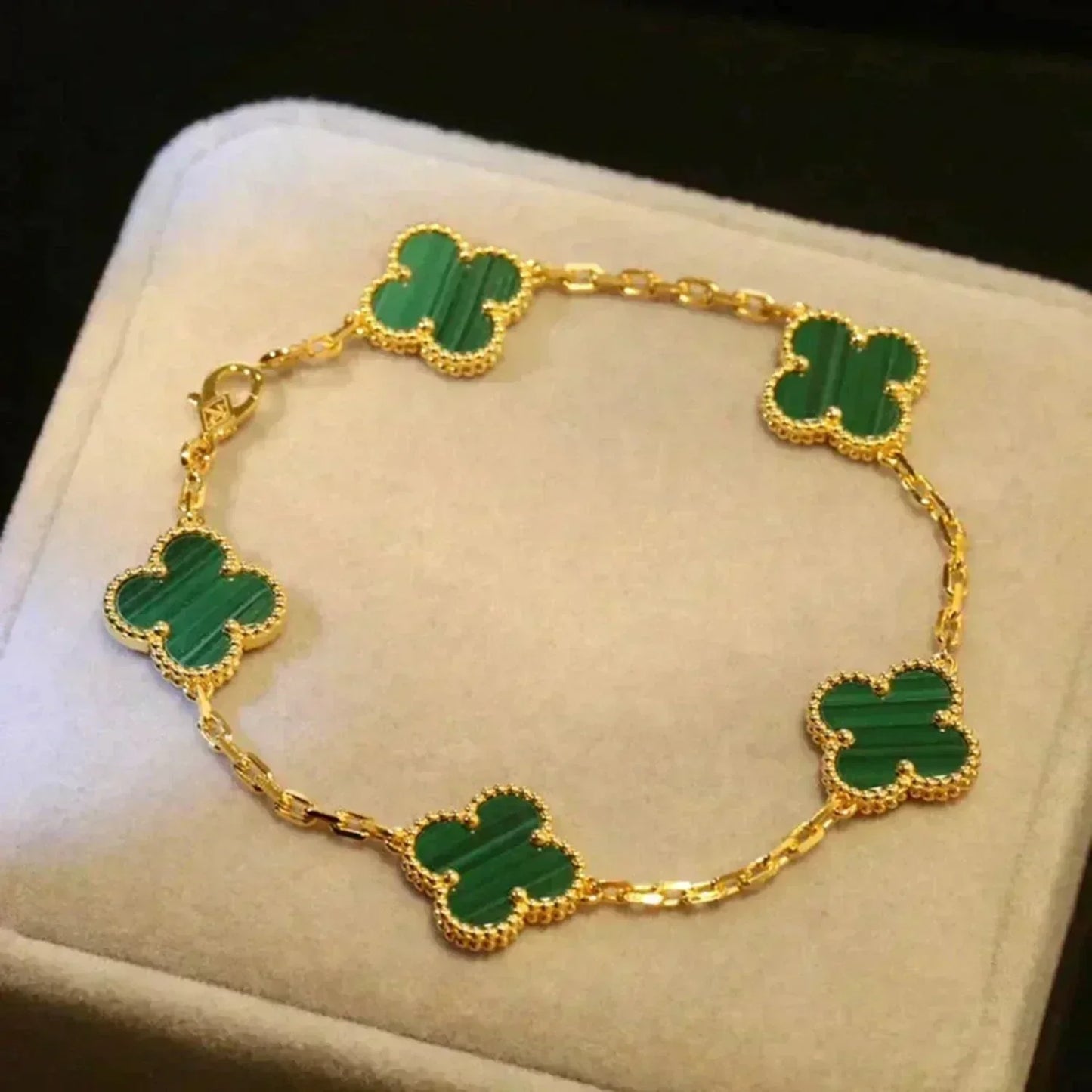 [Eternal Jewelry] CLOVER 5 MOTIF MALACHITE BRACELET COLLECTION