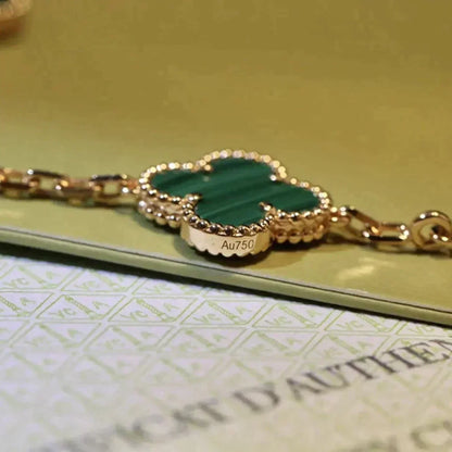 [Eternal Jewelry]CLOVER 5 MOTIFS MALACHITE BRACELET