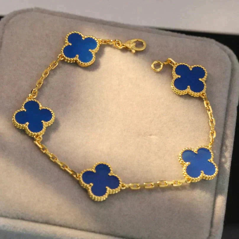 [Eternal Jewelry] CLOVER 5 MOTIF BLUE AGATE BRACELET COLLECTION