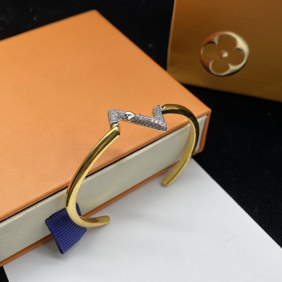 [Eternal Jewelry]VOLTE UPSITE DOWN DIAMOND GOLD OPEN BRACELET