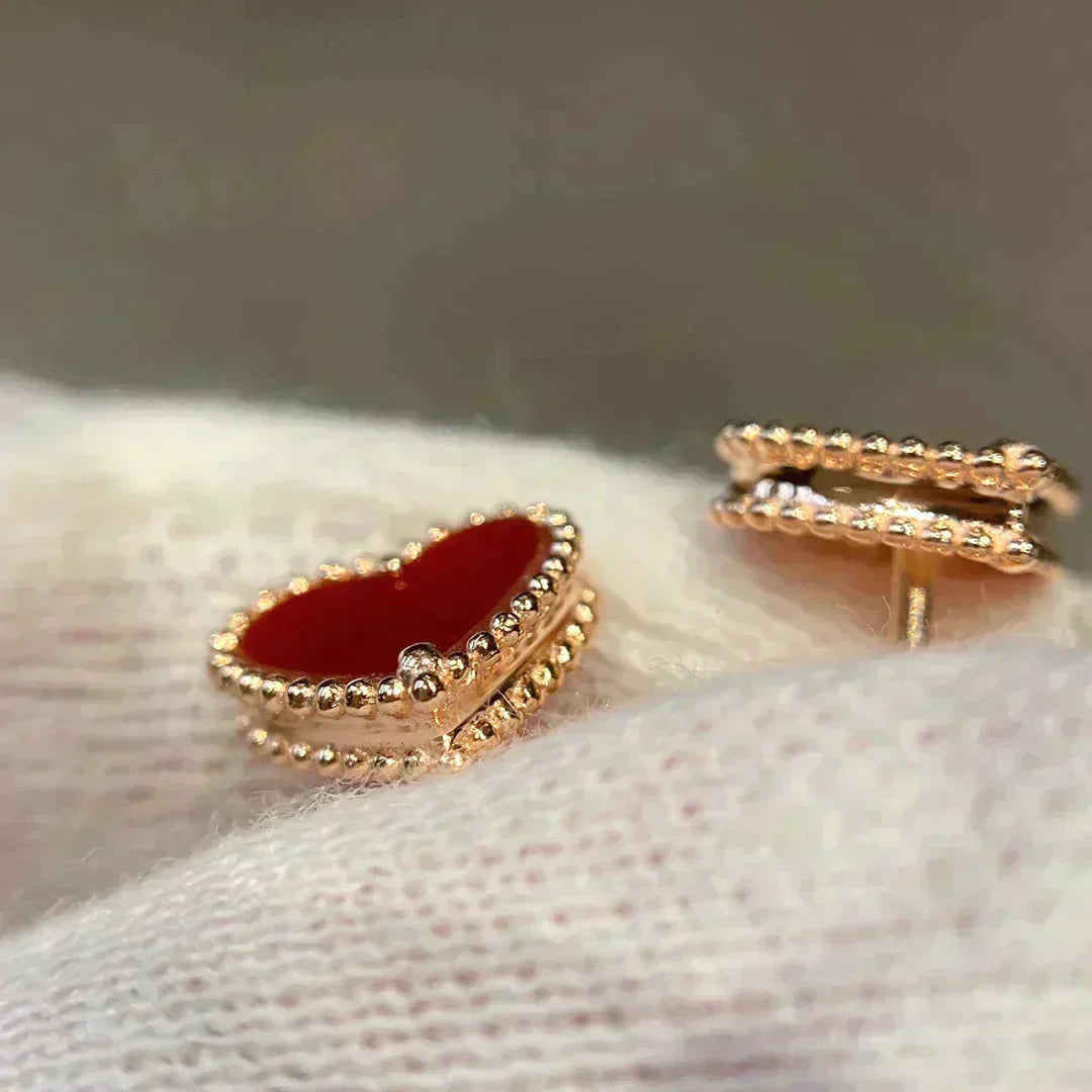 [Eternal Jewelry]HEART CARNELIAN STUD EARRINGS