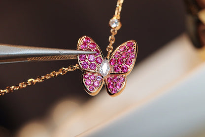 [Eternal Jewelry]BUTTERFLY RED DIAMOND ROSE GOLD NECKLACE