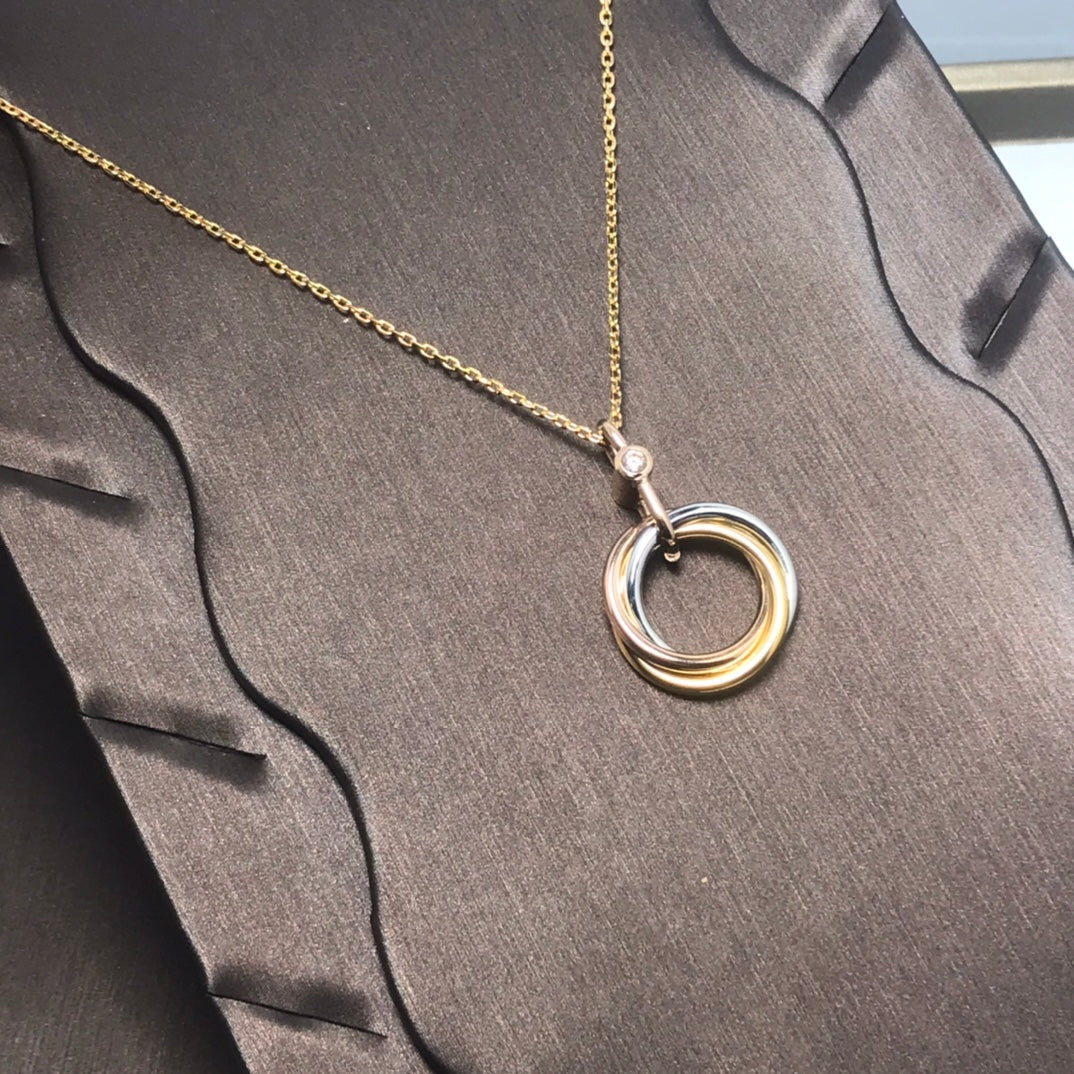 [Eternal Jewelry]TRINITY SILVER GOLD PINK GOLD NECKLACE