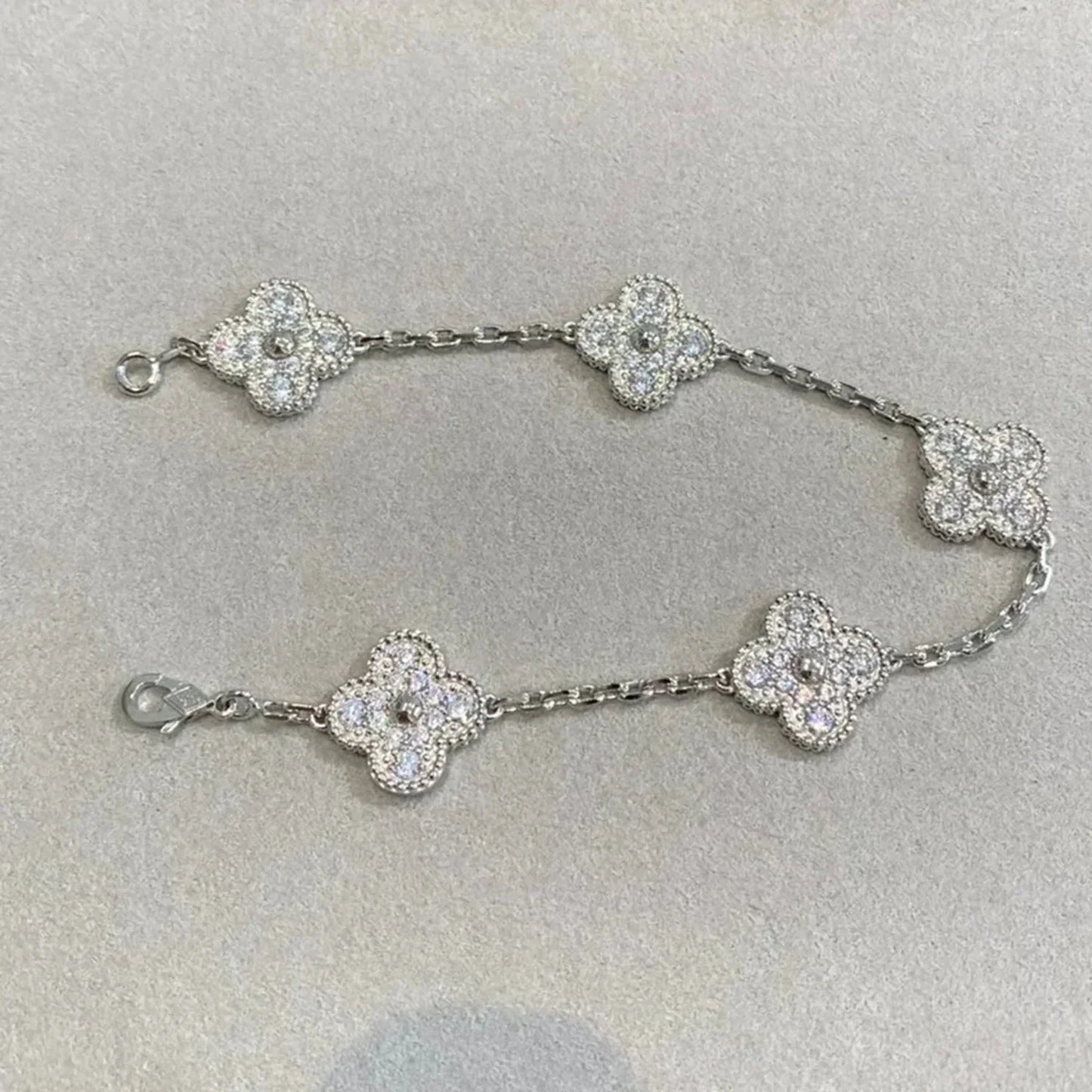 [Eternal Jewelry]CLOVER 5 MOTIFS  DIAMOND BRACELET SILVER