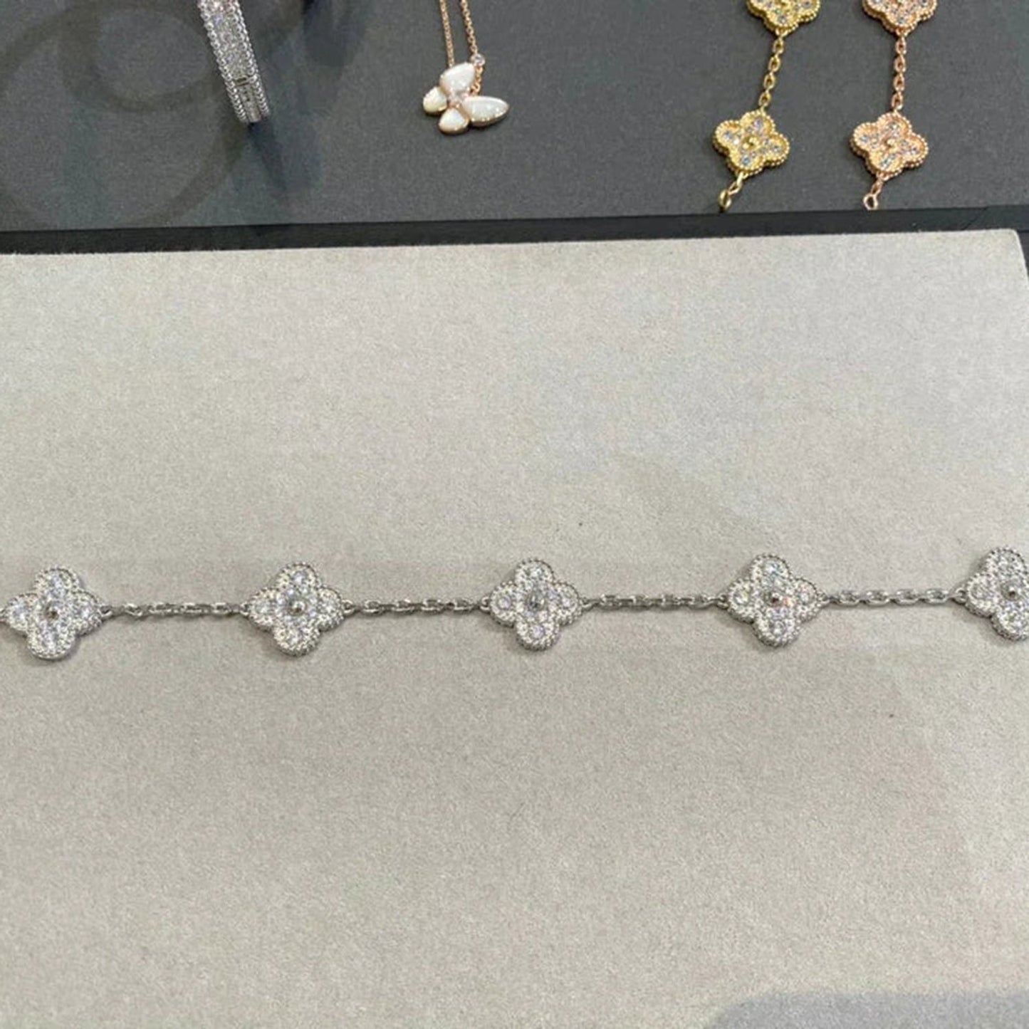 [Eternal Jewelry]CLOVER 5 MOTIFS  DIAMOND BRACELET SILVER