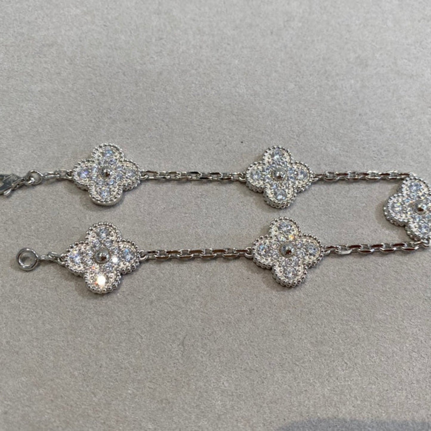 [Eternal Jewelry]CLOVER 5 MOTIFS  DIAMOND BRACELET SILVER