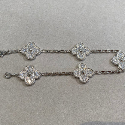 [Eternal Jewelry]CLOVER 5 MOTIFS  DIAMOND BRACELET SILVER