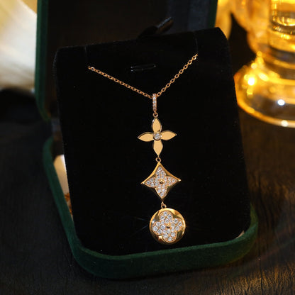 [Eternal Jewelry]STAR AND SUN DIAMOND PINK GOLD NECKLACE
