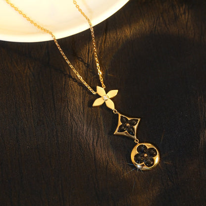 [Eternal Jewelry]STAR AND SUN ONYX PINK GOLD NECKLACE