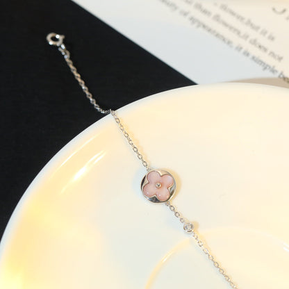 [Eternal Jewelry]SUN MOTIF PINK MOP SILVER BRACELET