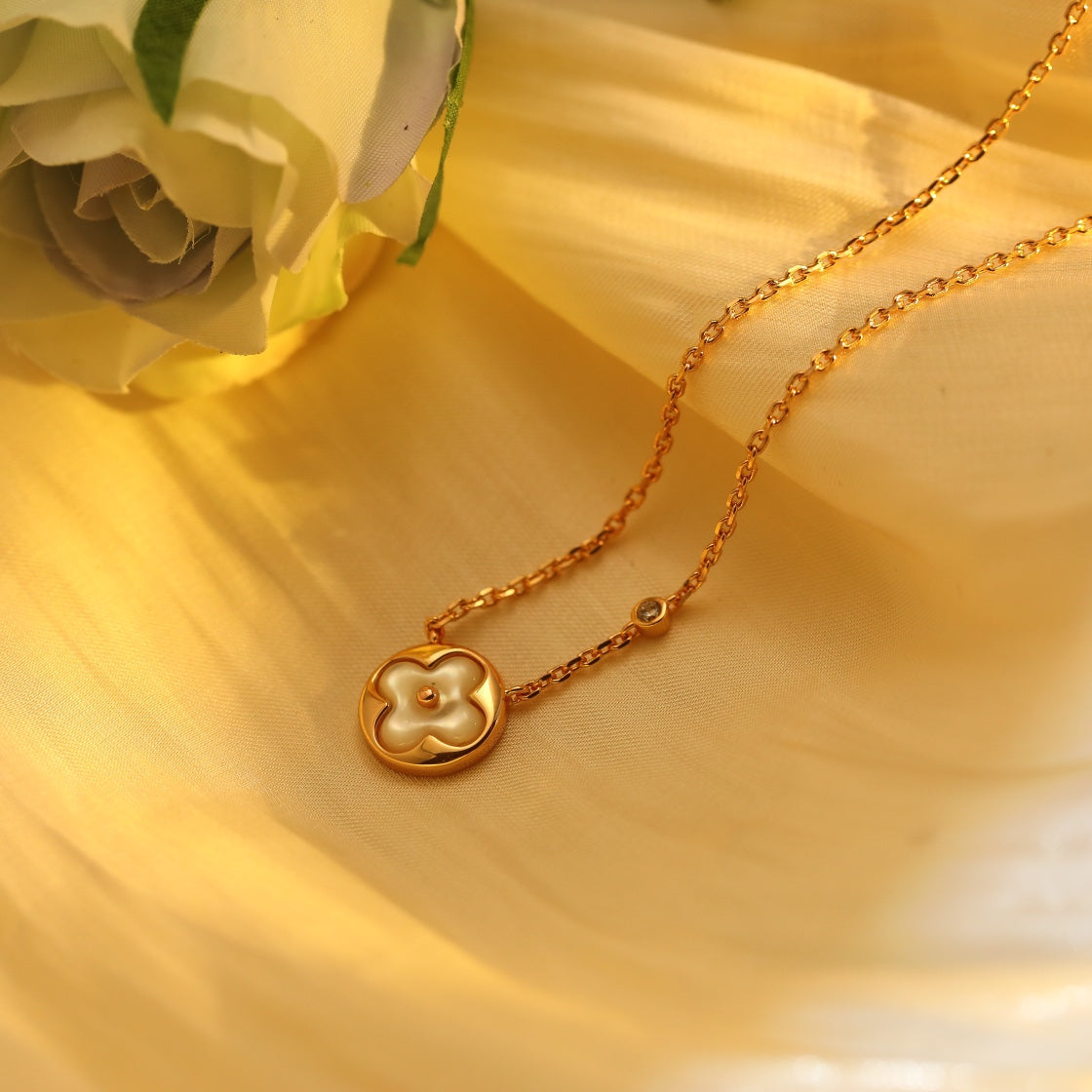 [Eternal Jewelry]SUN PEDANT PINK GOLD 1 DIAMOND NECKLACE