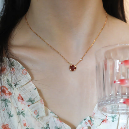 [Eternal Jewelry]SUN PEDANT PINK GOLD 1 DIAMOND NECKLACE